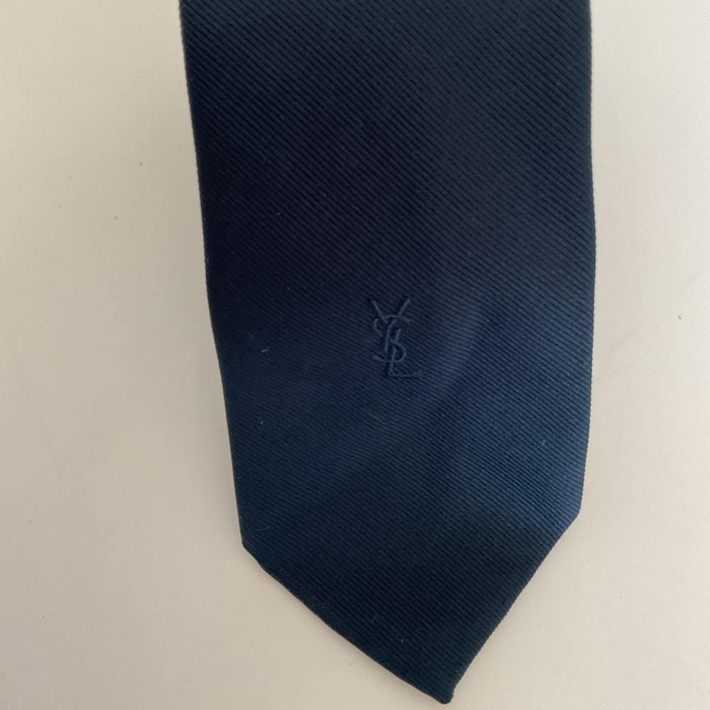 YSL Logo Vintage Navy Blue Tie